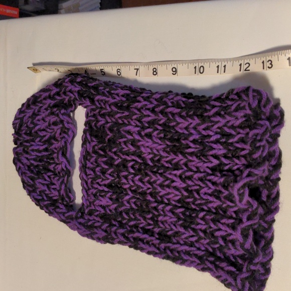NEW! Handmade Knit Balaclava Black Purple 100% Acrylic Yarn OSFM - Picture 2 of 6
